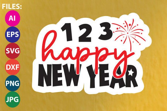 1 2 3 Happy New Year Sticker Design Review