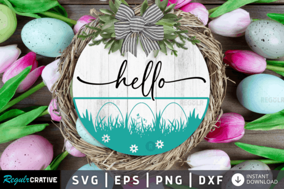 FREE Hello,Easter Door Sign Svg Design