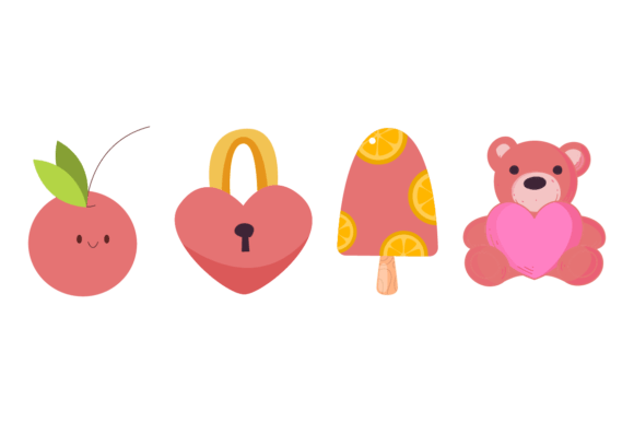 Red Valentine Sets Graphics Freebies