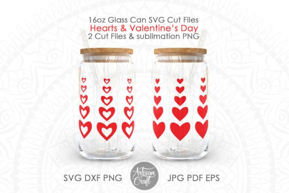 Valentines Day Can Glass SVG, 16oz Can